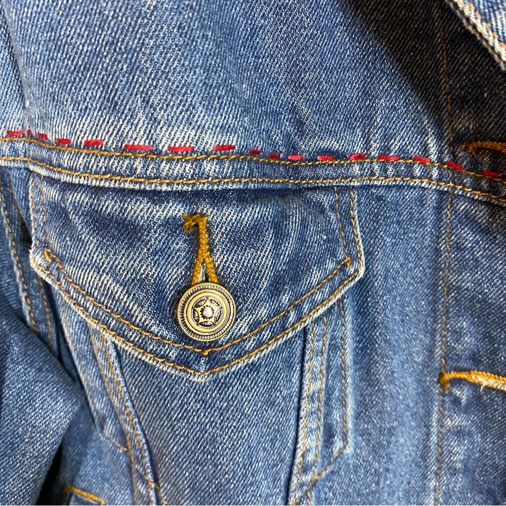 Tasha Polizzi Blue Denim Jacket with Floral Collar & Cuffs western Yellowstone - Picture 3 of 7